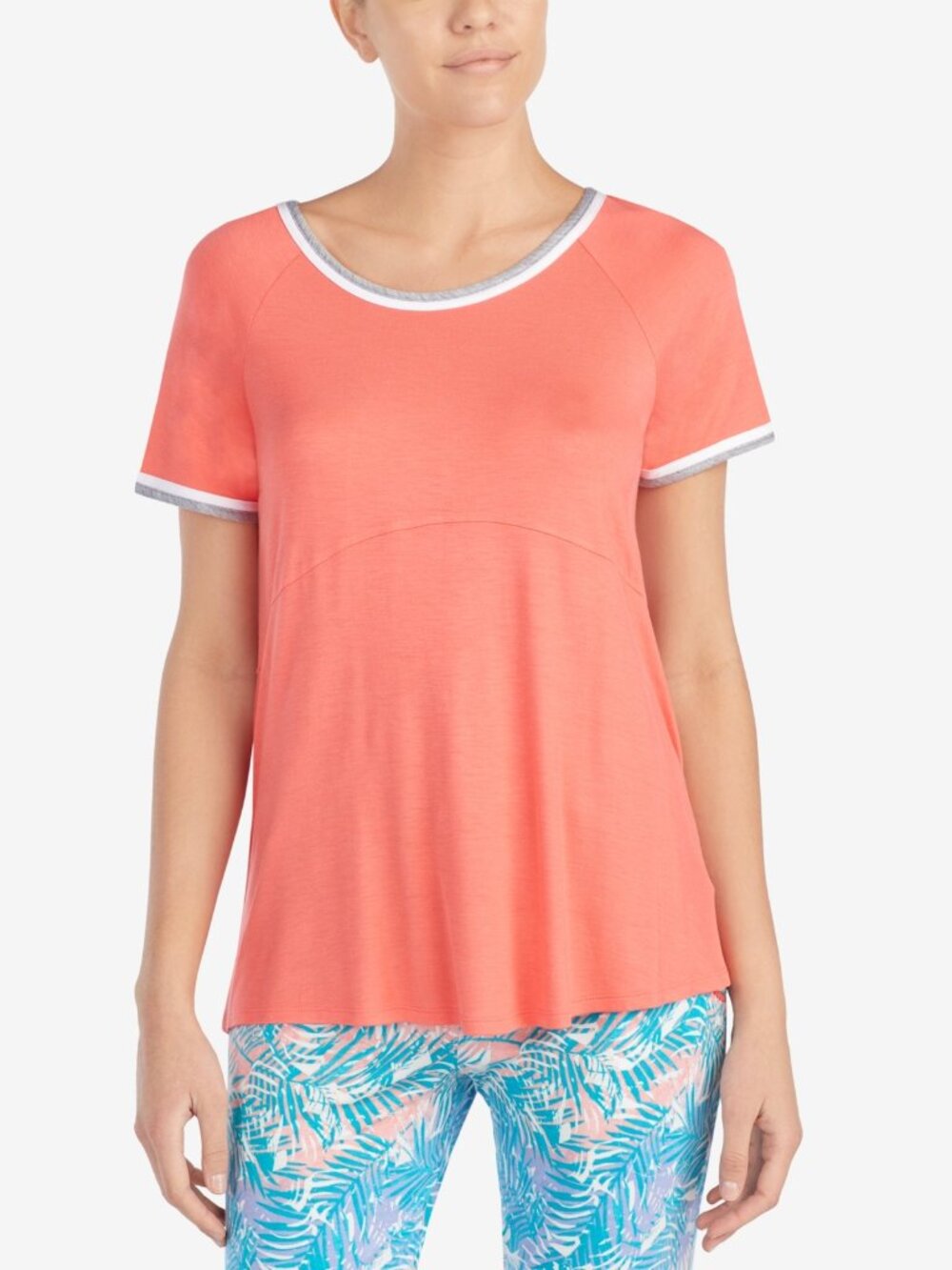 Layla Womens Sleepwear Contrast Trim Pajama Top Only,1-Piece